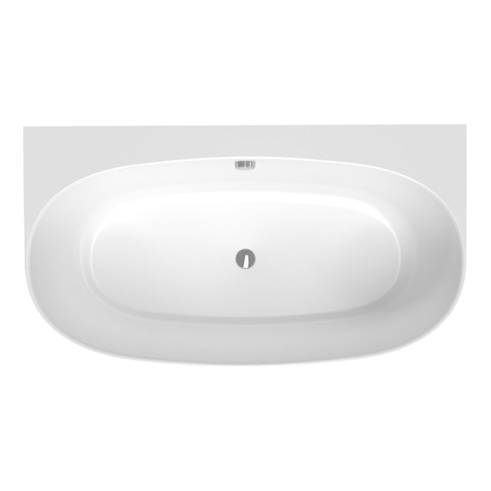 Agnes 158x86 cm Baignoire autoportante en marbre coulé, sans pieds, blanc (SATAG1580)