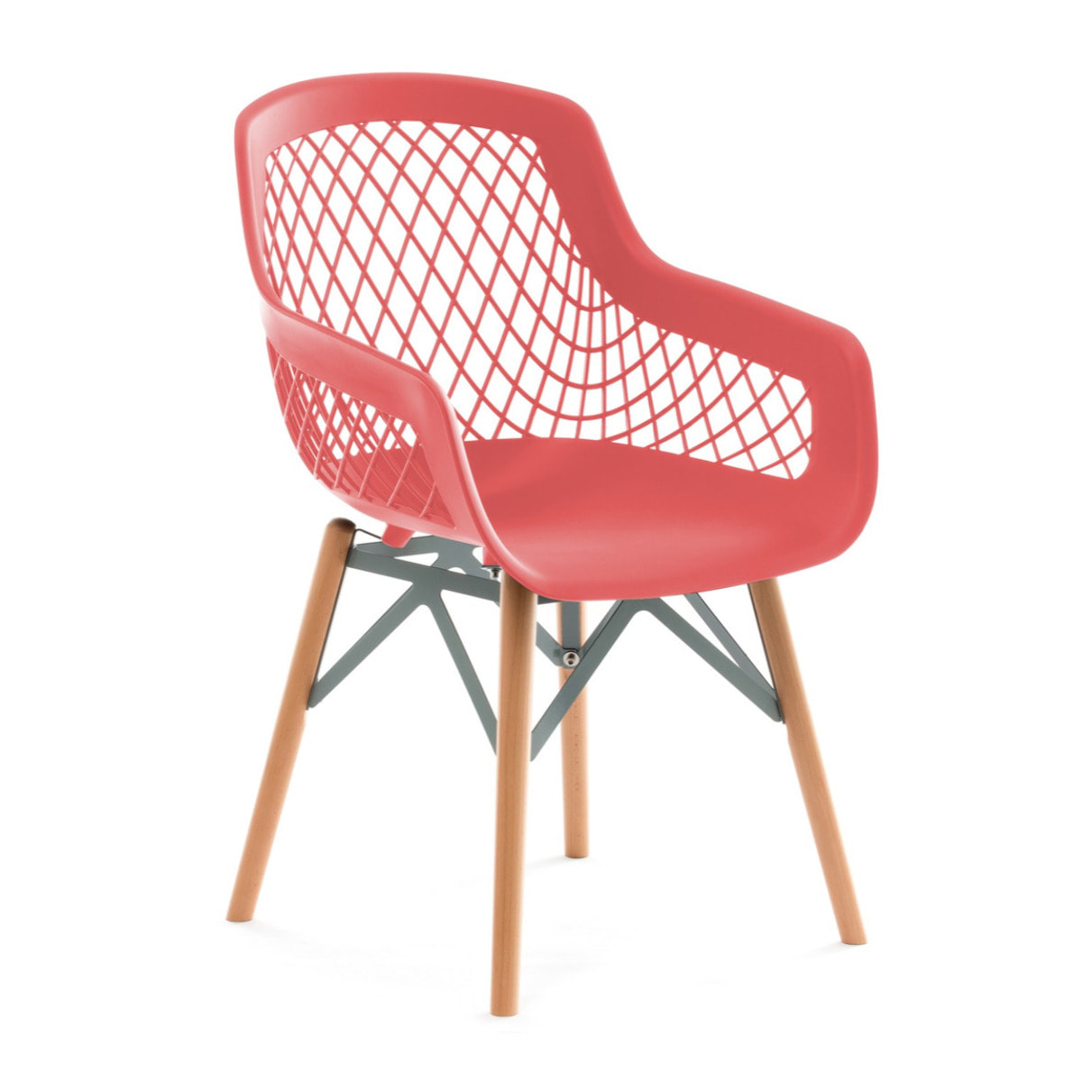 Set di 4 Sedie Minimalist Pure Style in Rosso e Legno
