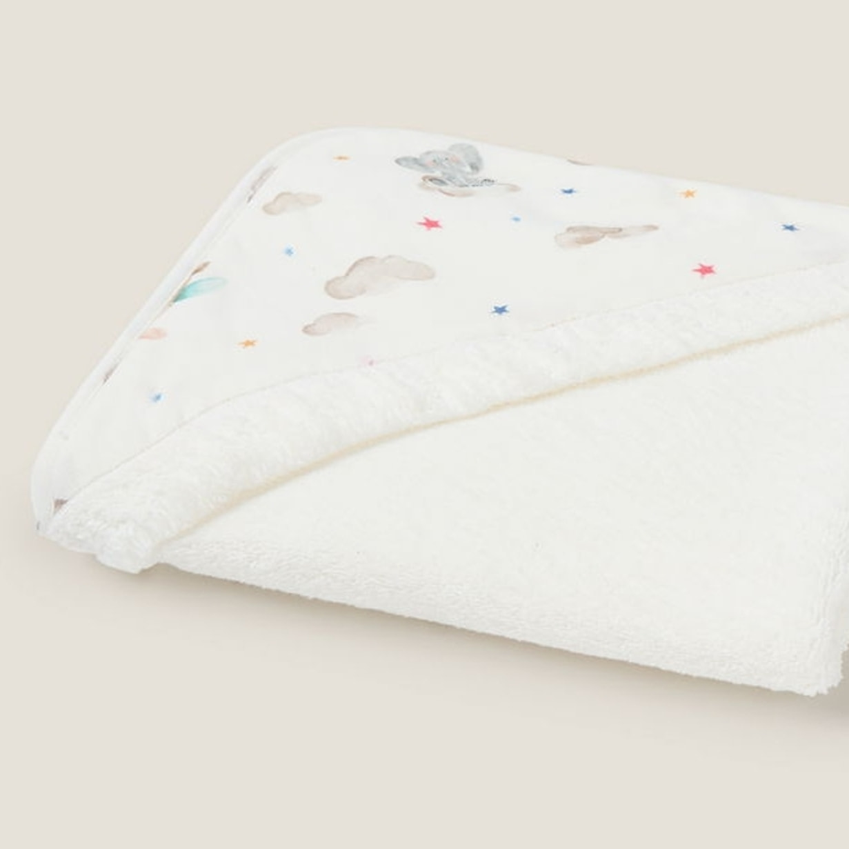 Toalla de baño con capucha elefantes Sielu color blanco Algodón