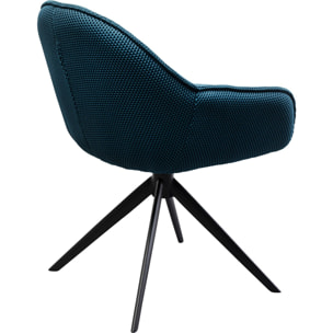 Chaise avec accoudoirs pivotante Carlito Mesh bleue Kare Design