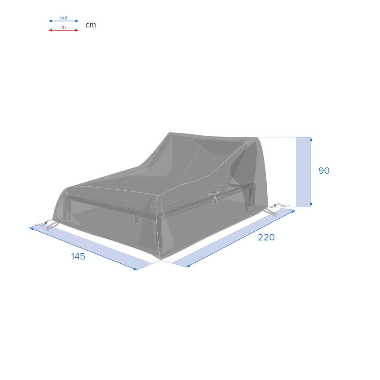 Housse de protection "Hambo" pour transat double 220x145x90cm en polyester