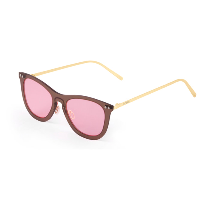 Gafas de sol PALO ALTO ARLES - Marrón transparente / De espejo rosa transparente y patillas de metal dorado