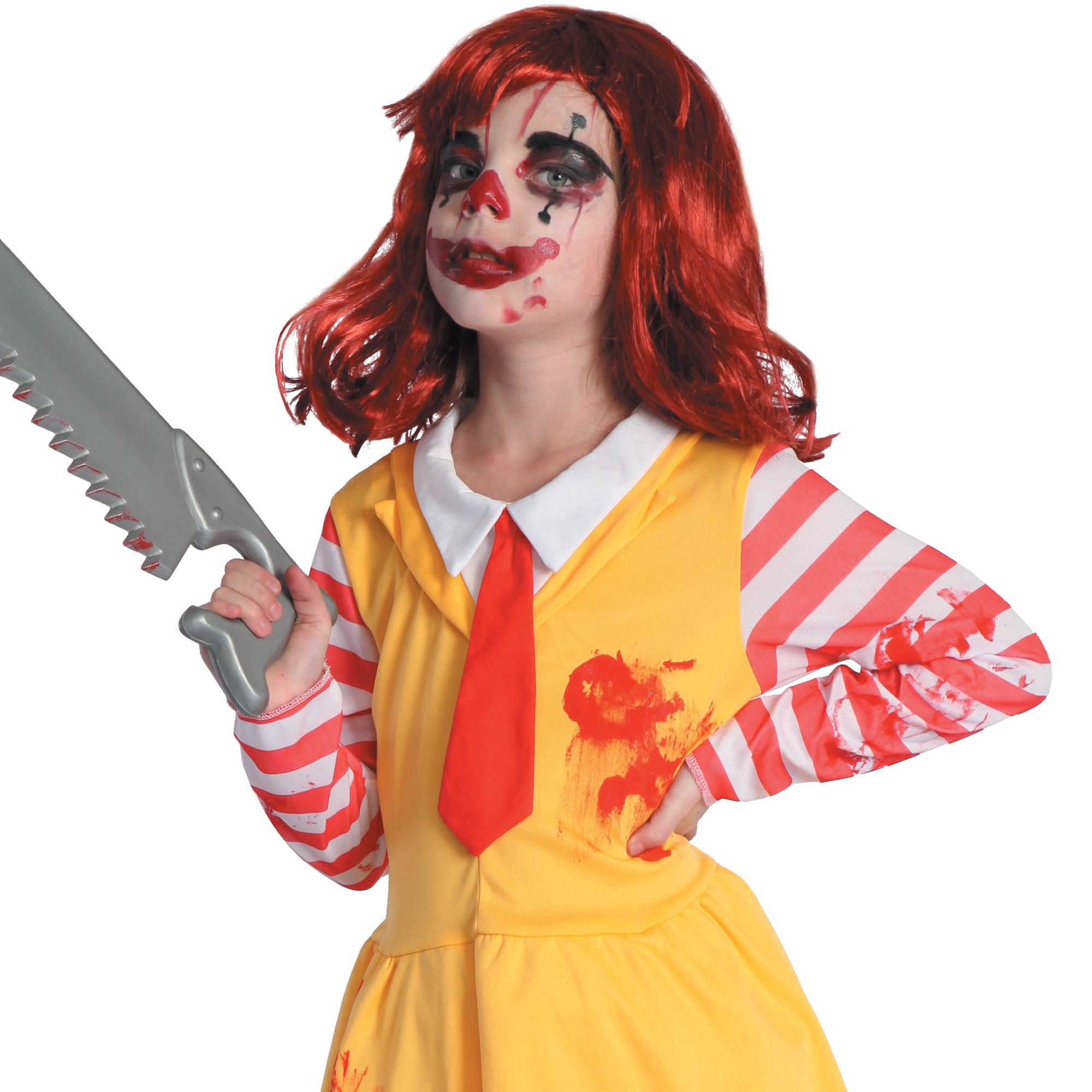 Horror Clown Girl Costume Halloween Giallo Rosso Bianco Bambina