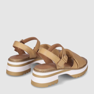 Sandalias de Piel - Beig - Tacón: 4 cm