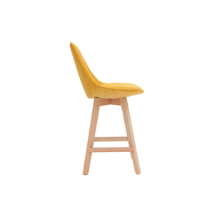 Tabourets de bar scandinaves tissu effet velours jaune moutarde 65 cm (lot de 2) MATILDE