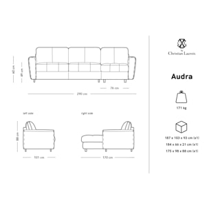 Canapé d'angle droit convertible avec coffre de rangement "Audra" 5 places en velours beige