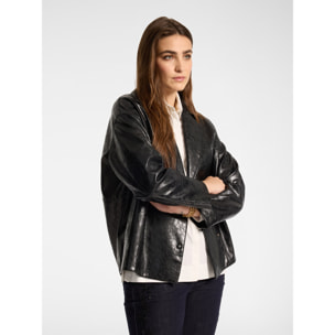 Elena Mirò - Chaquetón efecto usado - Negro