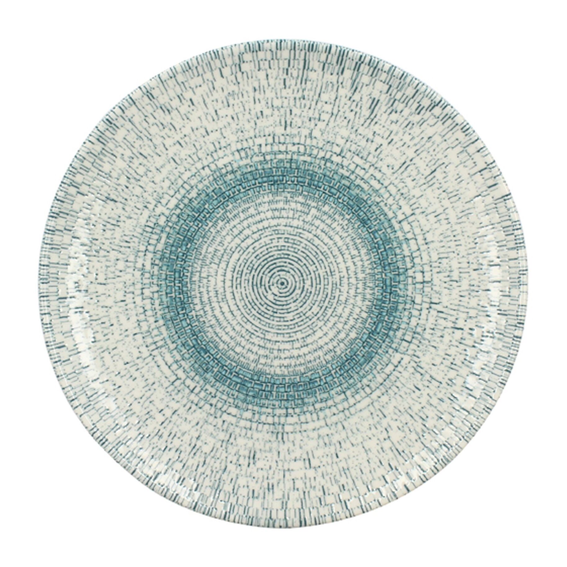 Lot de 6 assiettes plates en porcelaine blanche et bleue 27cm AQUA