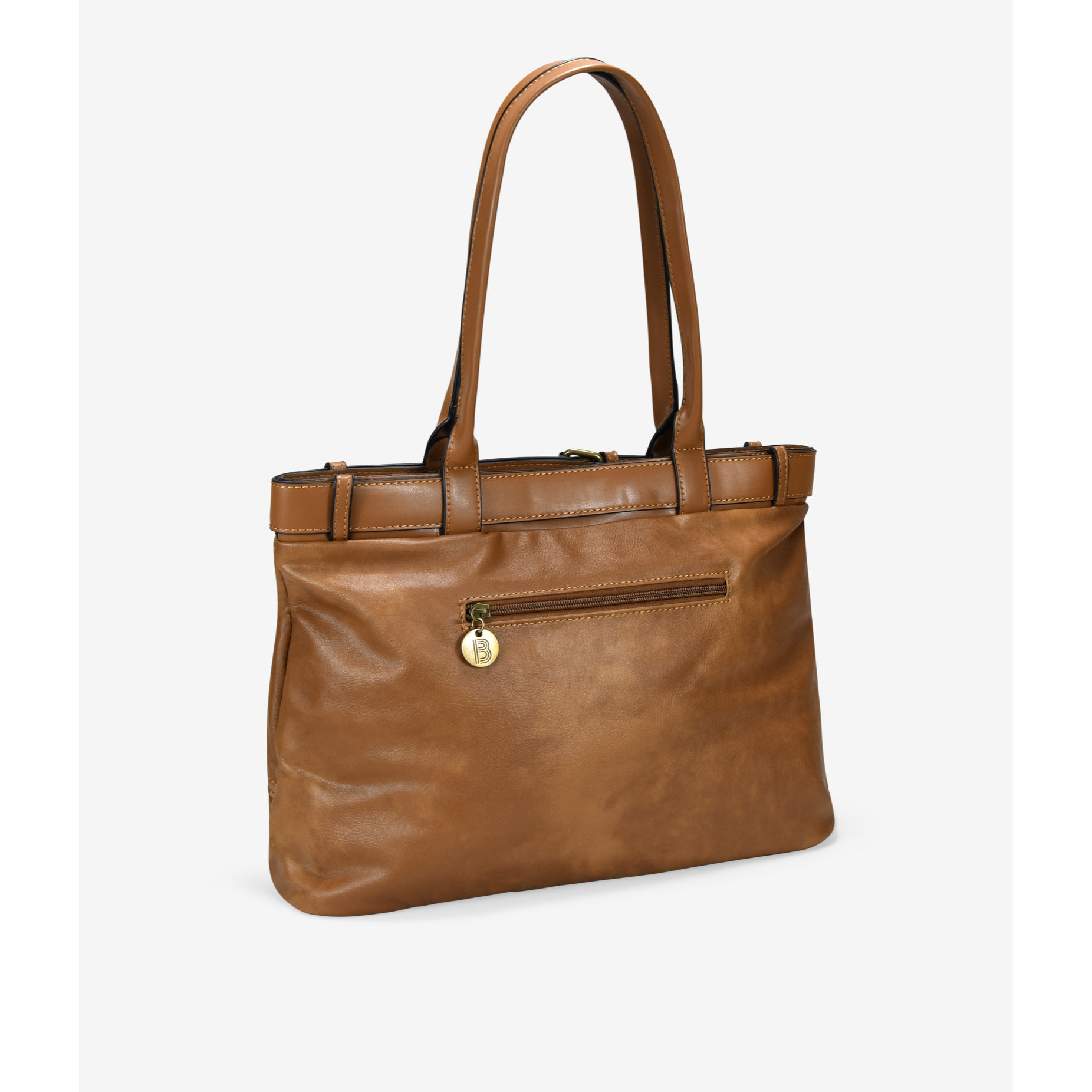 Bolso de hombro cuero vintage con cinturón