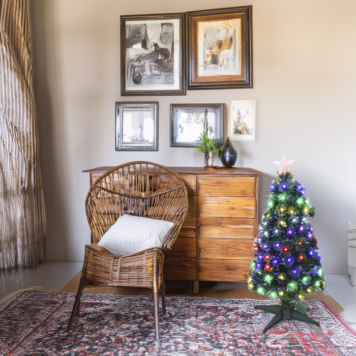 Árbol árbol de navidad de fibra óptica con 95 luces led rgb y 8 funciones de color h.90cm