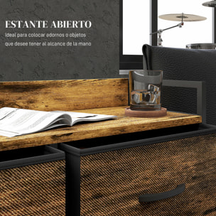 Cómoda con 6 Cajones Plegables, Cajonera de Tela con Estructura de Acero, Estilo Industrial, Cómoda para Dormitorio, Pasillo, Marrón Rústico