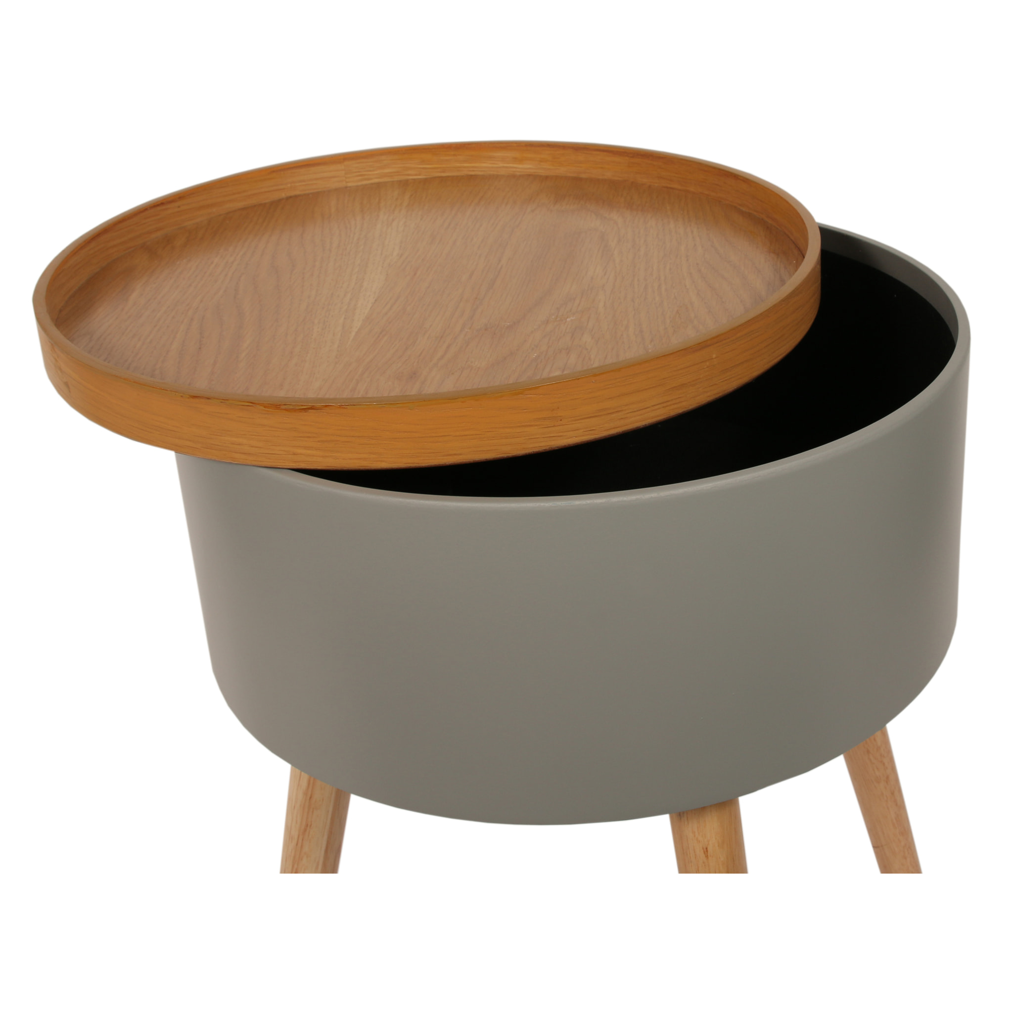 Table D Appoint Coffre Rond Gris