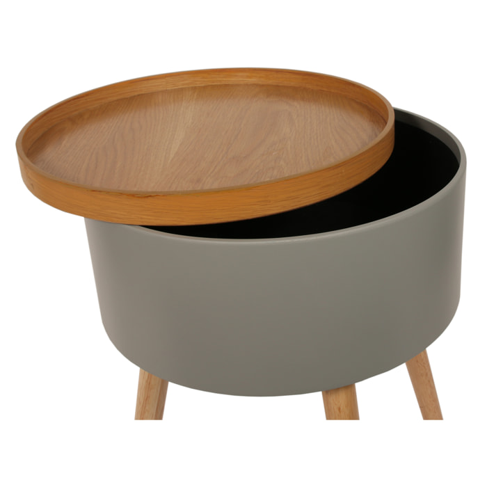 Table D Appoint Coffre Rond Gris