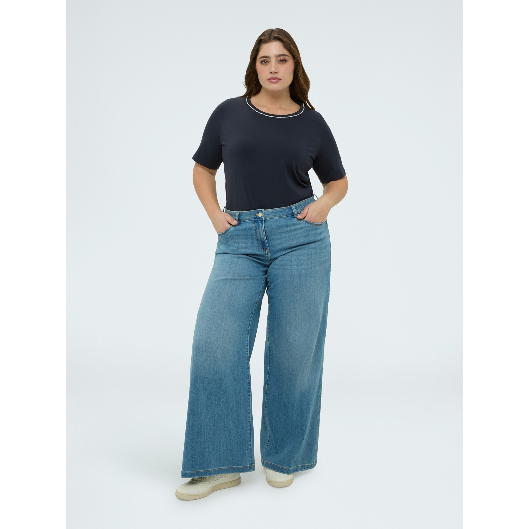 Fiorella Rubino - Camiseta de algodón con aplicaciones luminosas - Azul