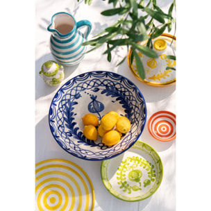 J-Line bol Granada High - céramique - blanc/bleu - large - Ø 28 cm