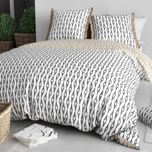 Parure housse de couette 3pcs 100% coton 57 fils nils