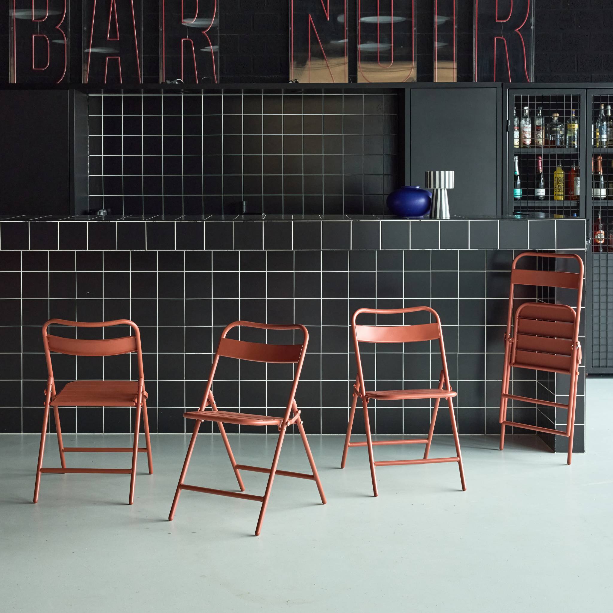 Chaise de jardin pliante acier (lot de 4) AMÉLIA