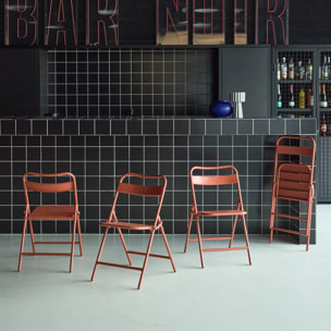 Chaise de jardin pliante acier (lot de 4) AMÉLIA