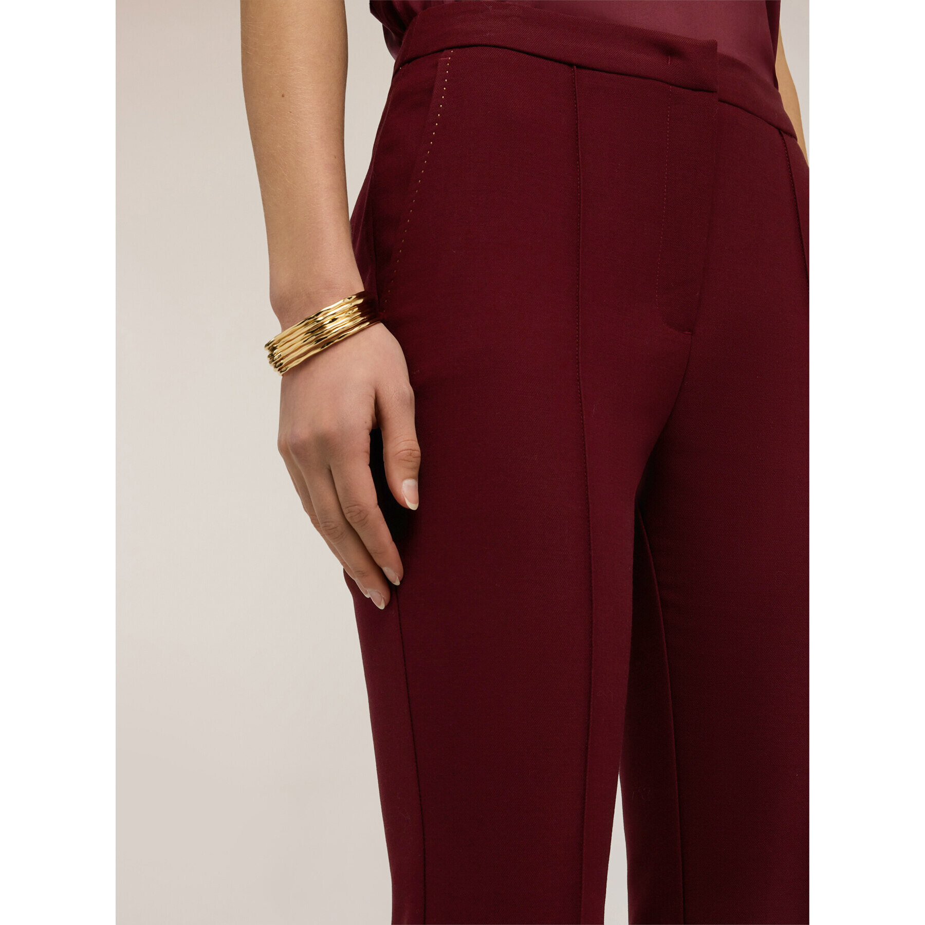 Motivi - Pantalones bootleg de poliviscosa - Burgundy