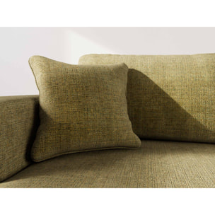 Miro - Canapé d'angle gauche 4 places convertible avec coffre en velours texturé - Vert Olive