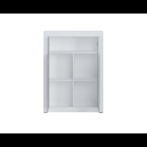 Credenza Alta con 2 Ante Vano A Giorno Madia Soggiorno Cucina Mobile Moderno Multi Spazio e Ripiani Credenza 110x144x42 Cm Bianco e Grigio Cemento