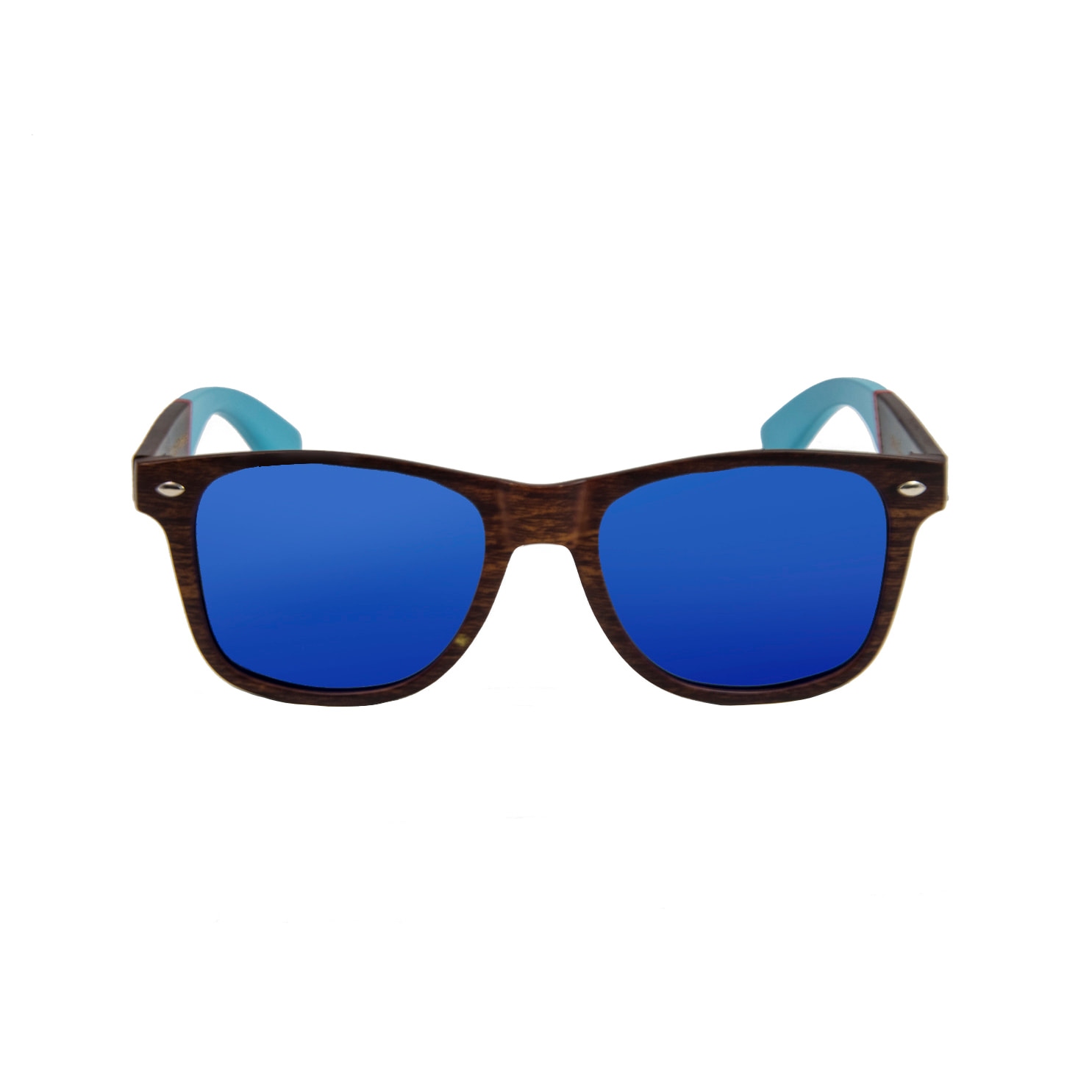 Gafas de sol OCEAN BEACH WOOD - Bambú oscuro natural y patillas madera rojo oscuro-azul / Marrón