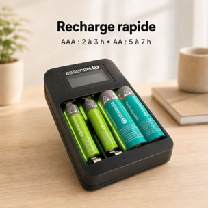 Chargeur de piles ESSENTIELB +LR06 AA x2 2100NimH+LR03 AAA x2 700NimH