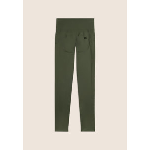 Leggings Seamless 7/8 con Vita Alta e Inserti in Costina