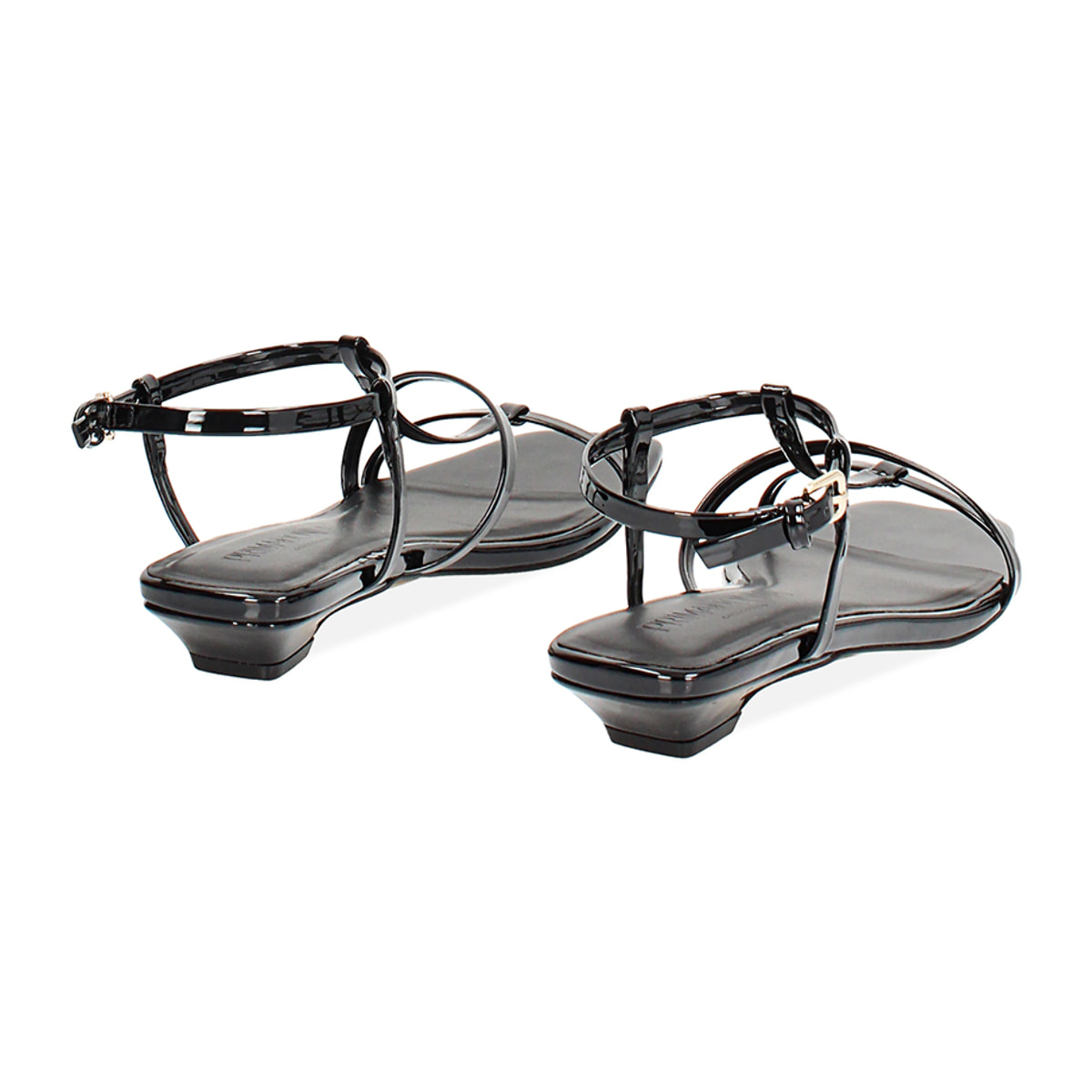 Sandalo donna nero basso con t-bar