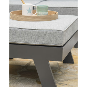 NEWYORK - Salon d'angle de jardin 6 places en aluminium gris anthracite