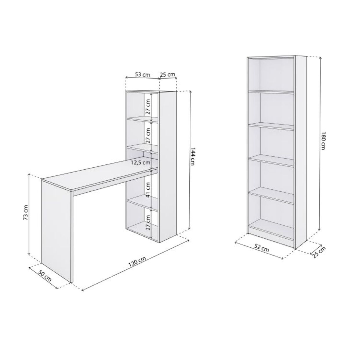 Pack escritorio y estantería Cosmic Plus Blanco Artik (Blanco Mate)