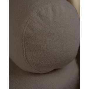 Sillón de bouclé redonda color gris oscuro de 91x71cm Alto: 71 Largo: 91 Ancho: 91