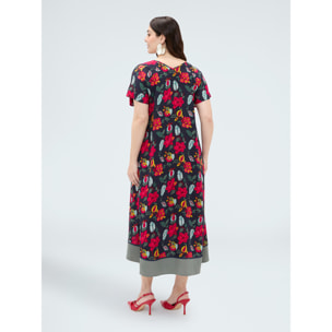 Fiorella Rubino - Vestito lungo in viscosa con stampa floreale - Blu