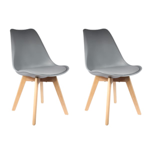 Chaise Scandinave Coque Rembourree Gris - Lot De 2