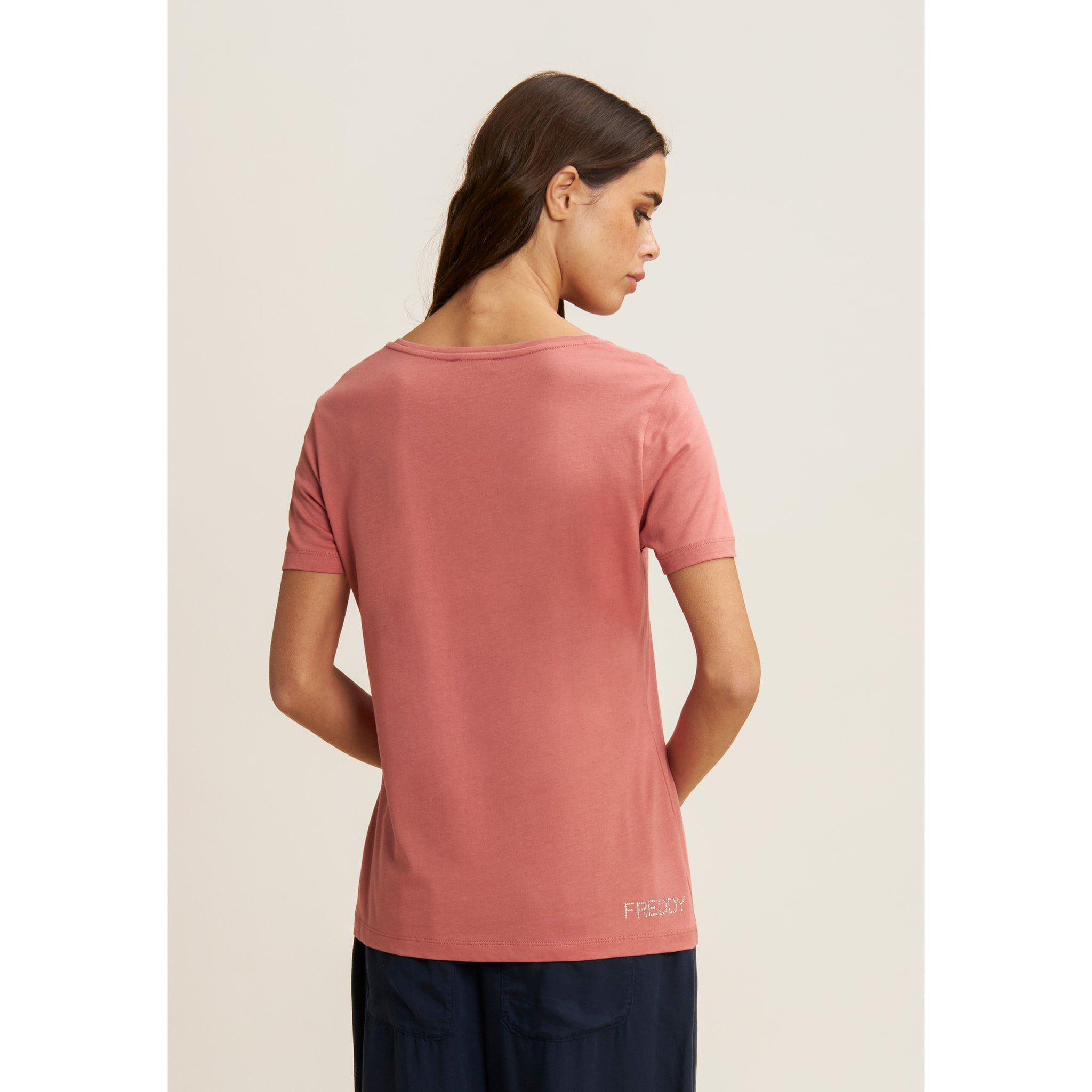 T-Shirt in jersey modal con Logo FY e Dettagli in Strass