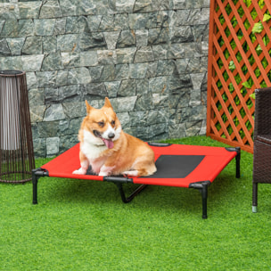 Cama Elevada para Perros Cama de Mascotas con Malla Transpirable y Tela Oxford para Exterior Interior Aire Libre Jardín Terraza 91,5x76,2x18 cm Rojo