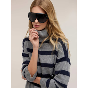 Motivi - Vestito over in maglia a righe - Blu