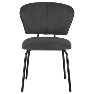 Lot de 2 chaises en velours côtelé gris foncé NILSA
