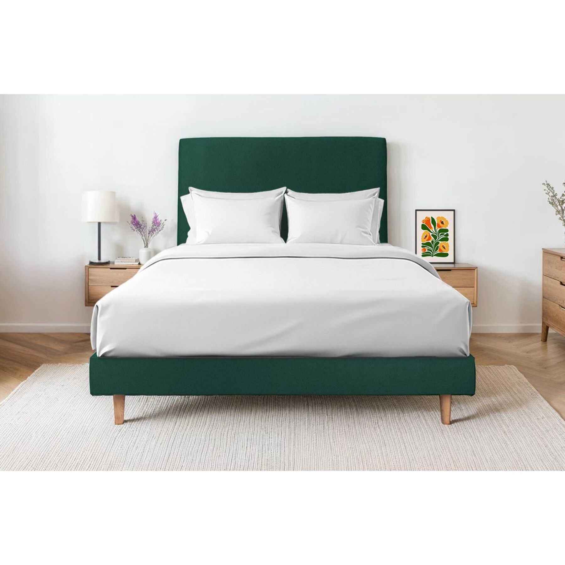 Sommier Kit Velours Ep14 - pieds bois