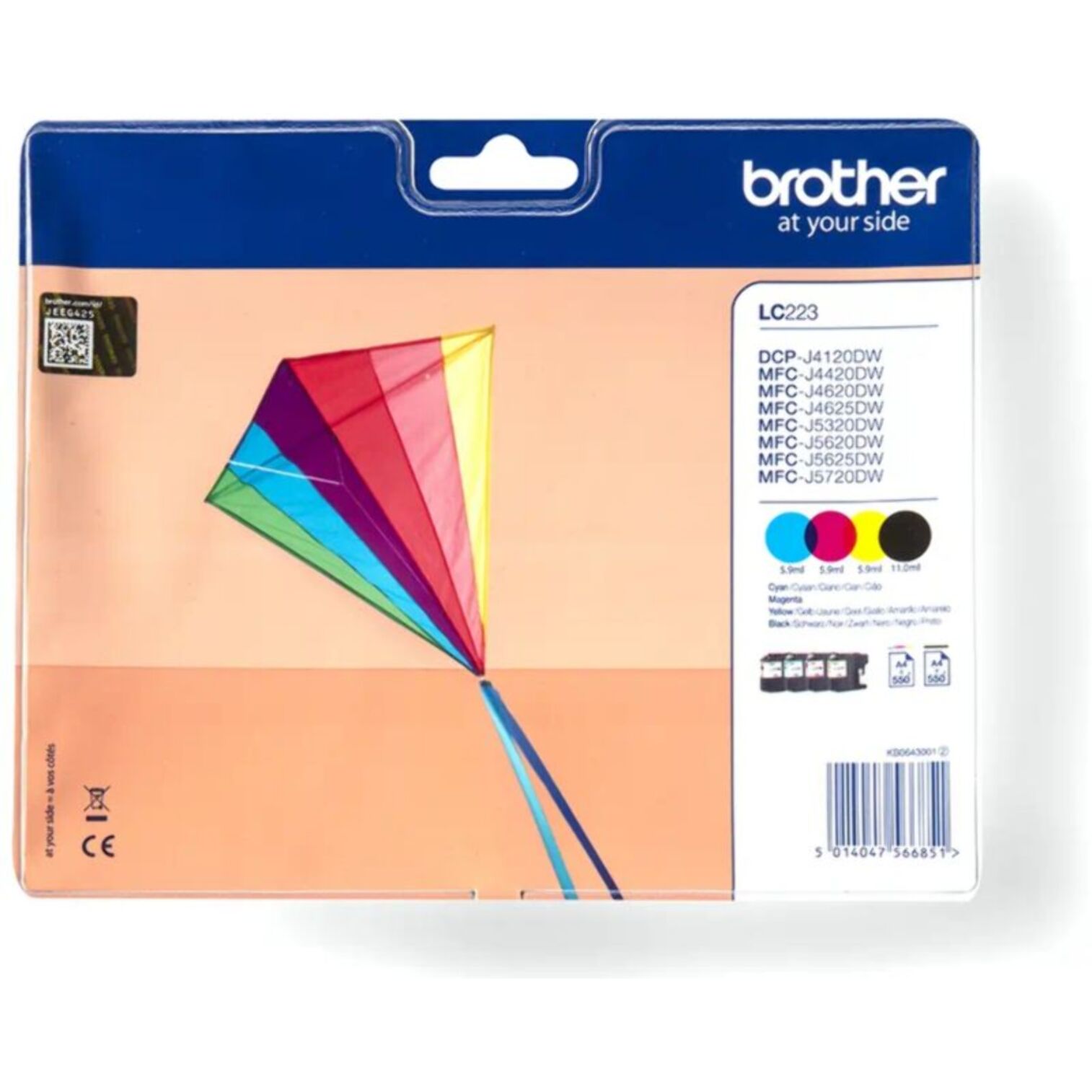 Cartouche d'encre BROTHER Pack Multipack 4 Originales LC223 (Noir + 3 Couleurs) - LC223VAL
