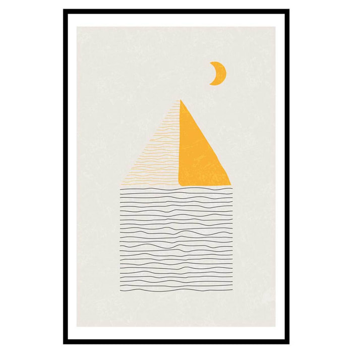 Affiche encadrée voilier minimaliste doré Affiche + cadre en métal - Noir