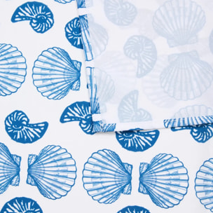 Nappe Oceania 240x140cm bleu navy imprimé coquillages