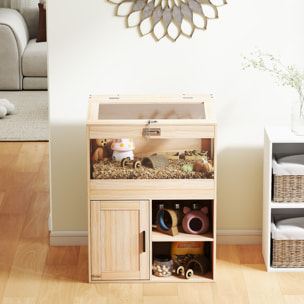Jaula para Hámster con Espacio de Almacenaje Casa para Hámster con Paneles Acrílicos Visibles Estante Ajustable para Jerbo 60x40x82,5 cm Natural