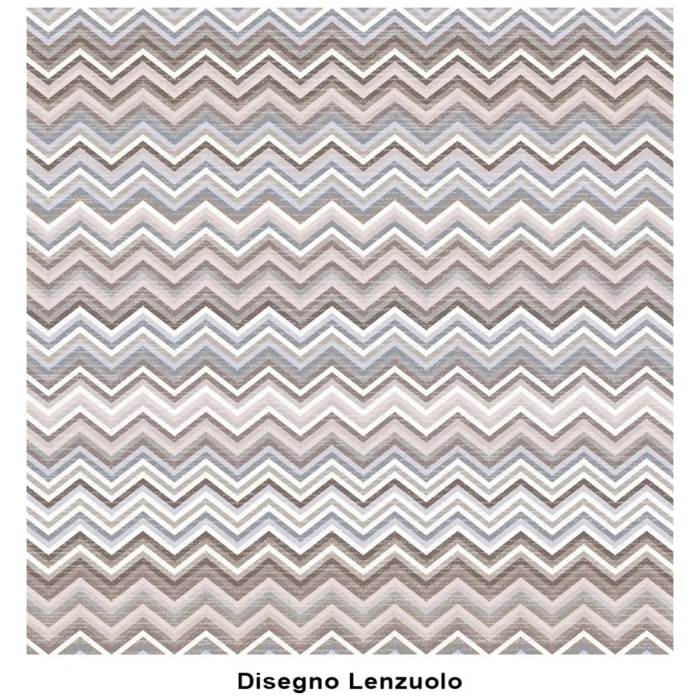 Completo Lenzuola BAIA BEIGE 100% Cotone e Made in Italy Zig Zag Moderno