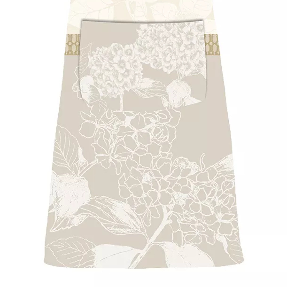 Tablier pur coton enduit motif jacquard beige Mille hortensias naturel