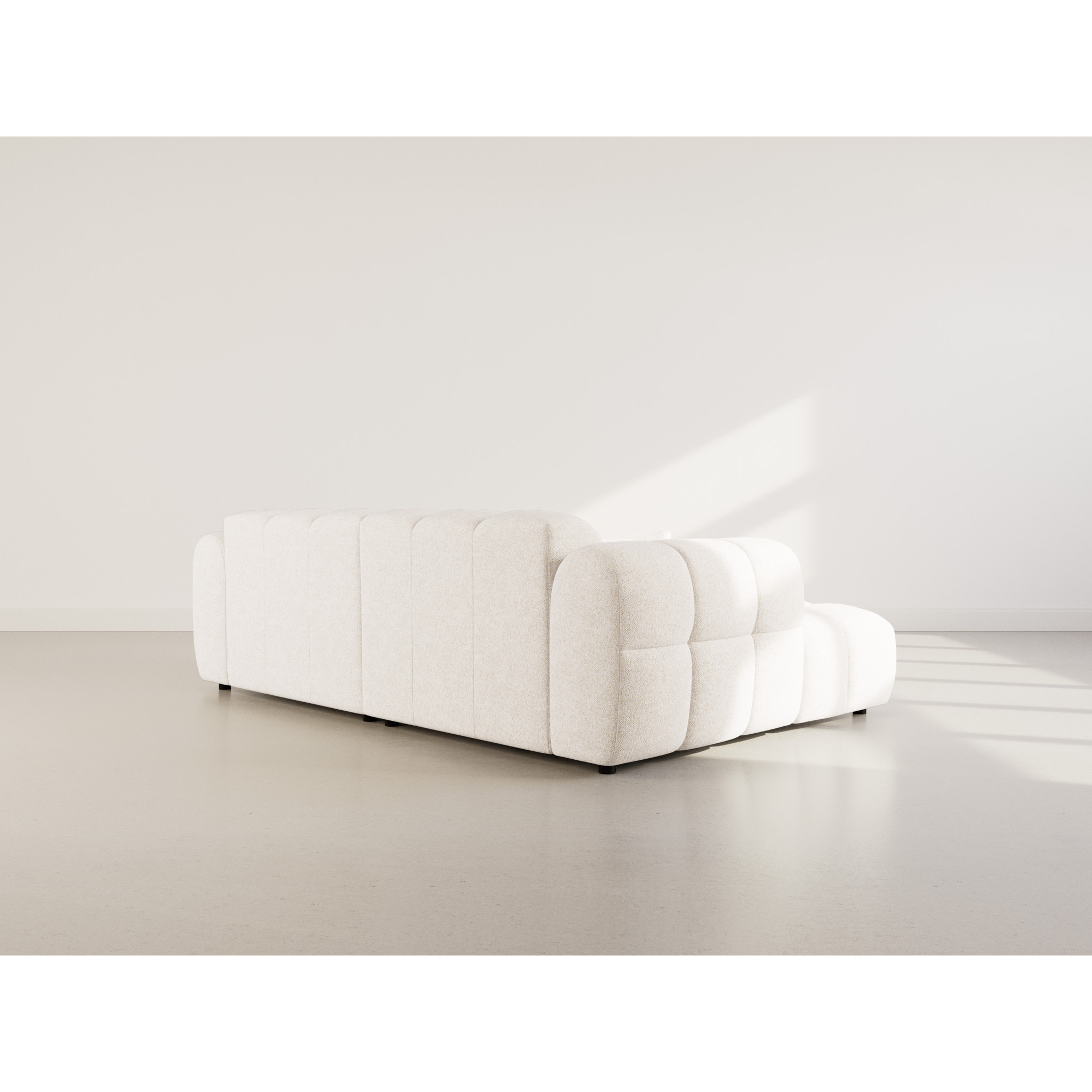 Mini Ray - Canapé d'angle gauche 4 places en tissu texturé - Beige