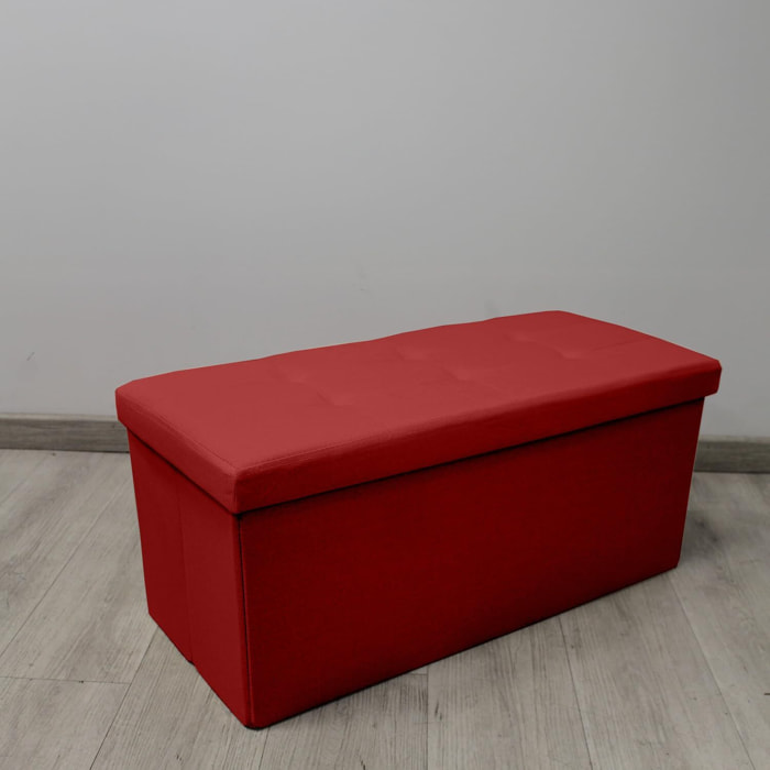 Pouf contenitore imbottito in tessuto con seduta lunga, panca multifunzione con spazio interno, ideale come poggiapiedi, seduta o contenitore, pratico e versatile per soggiorno, camera o ingresso, facile da pulire, dimensioni 76x34x34 cm