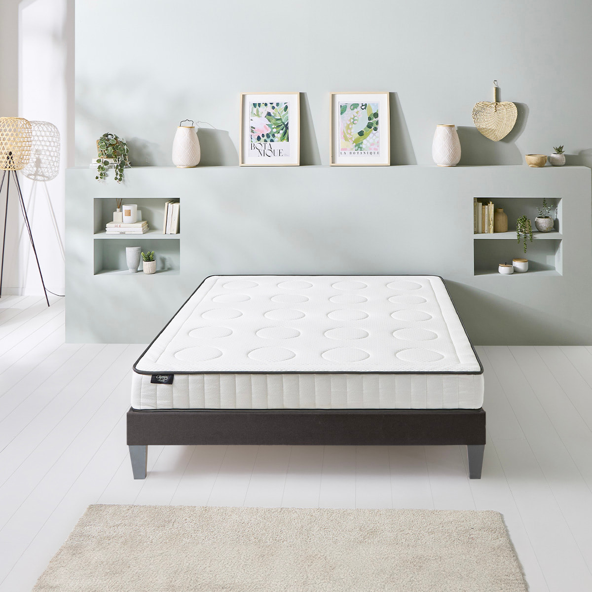 Matelas Cristal, Mémoire de Forme, 18 cm, Soutien Ferme, Mousse Recyclée Haute Densité