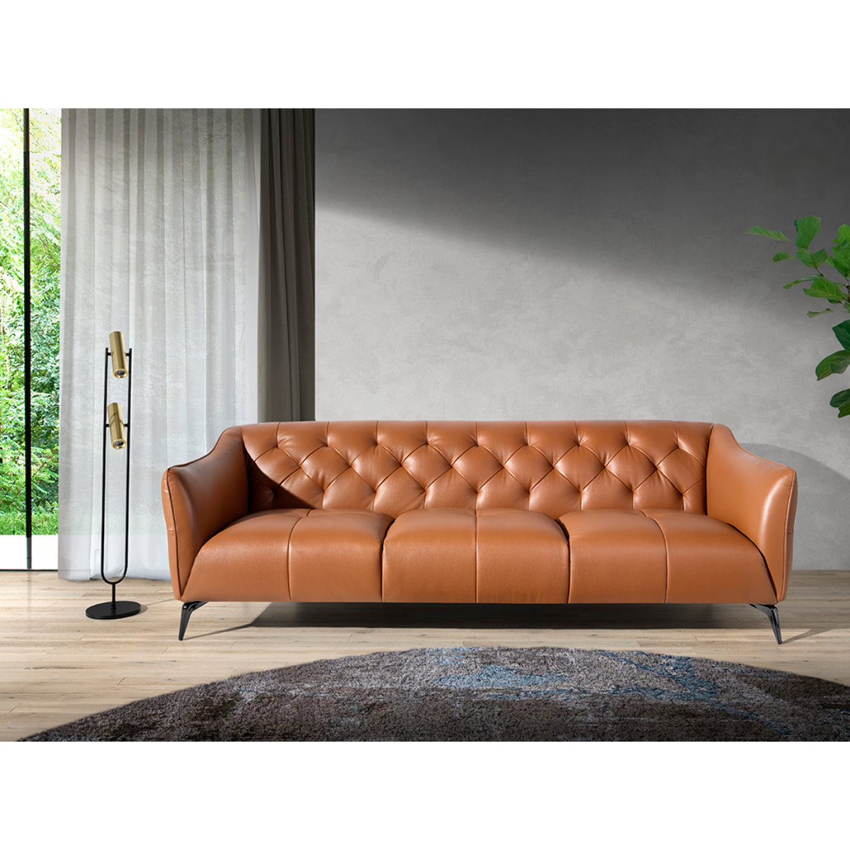 Sofá 3 plazas Angel Cerda en piel de vacuno 240x95x77cm