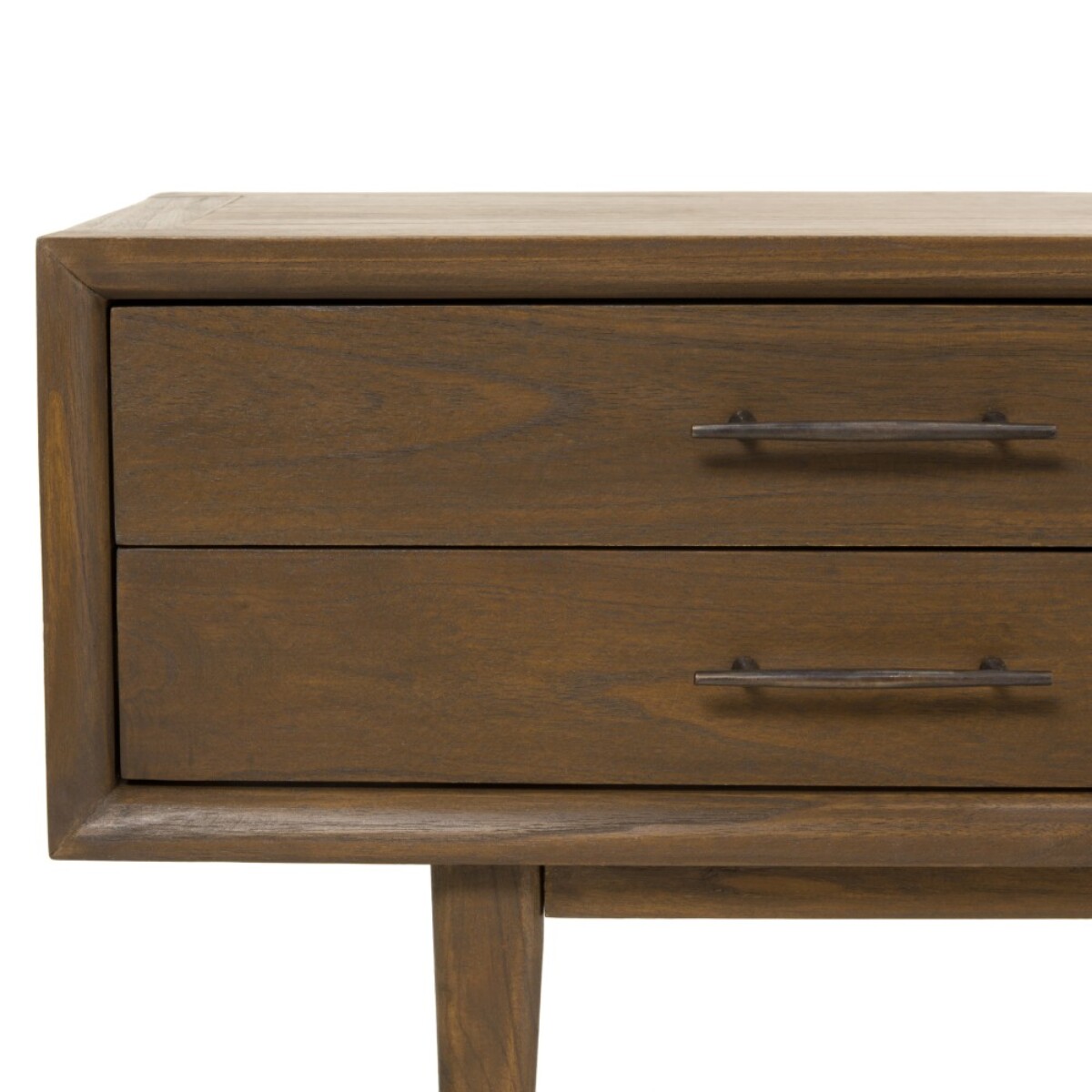 LARA - Meuble TV marron 2 tiroirs 2 niches bois Mindi